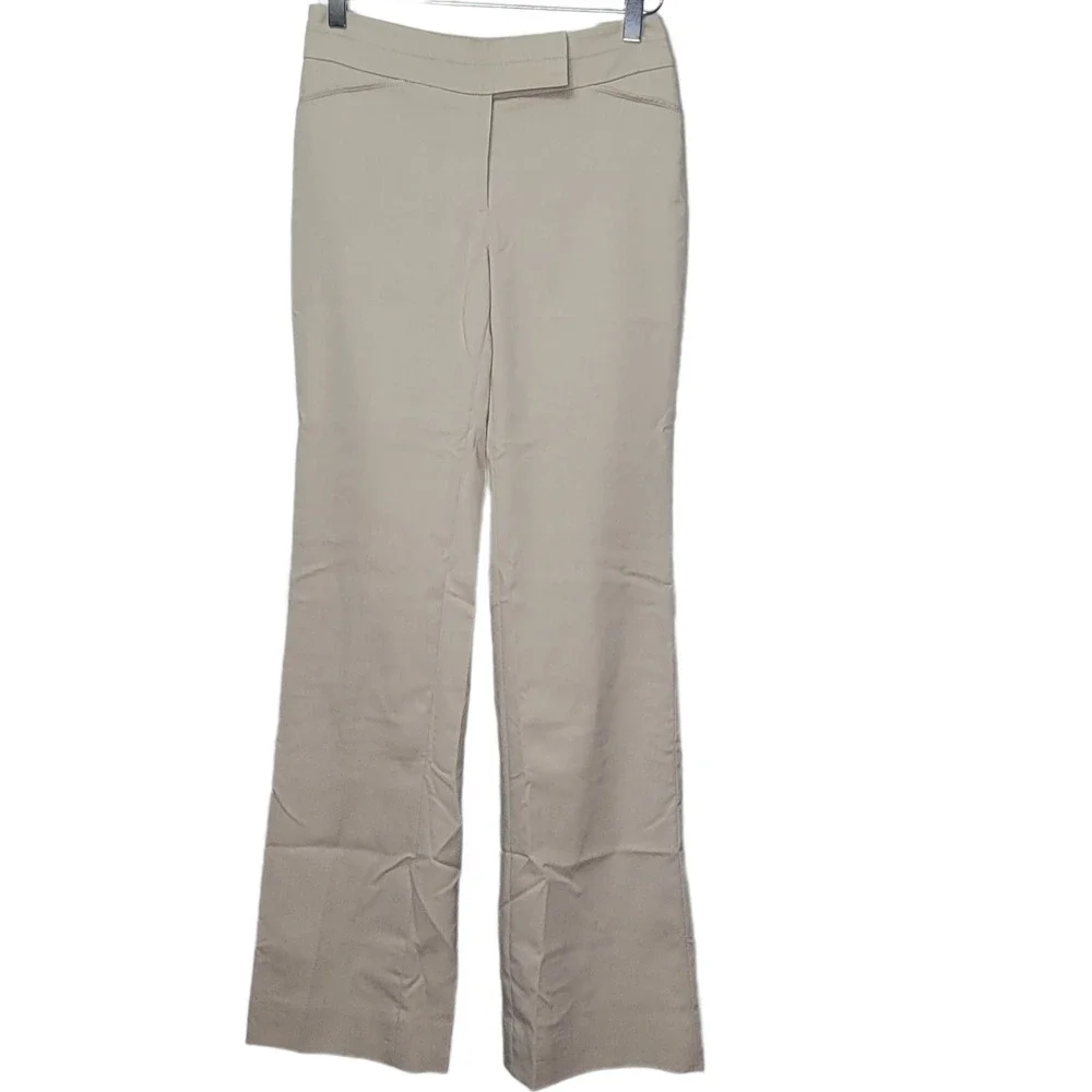 White House Black Market Modern Boot Dress Pants 00R Beige Flat Front